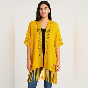 Anthony Original Mustard Yellow Knit Kimono Cardigan